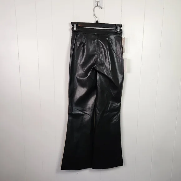Aritzia Wilfred Adele Faux Leather Kick Flare Pants New NWT Size 00 High Rise - Picture 5 of 12